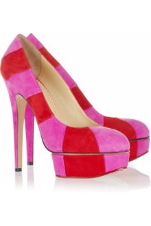 Charlotte Olympia Priscilla in Stripes Suede Platform Pumps - Lyst