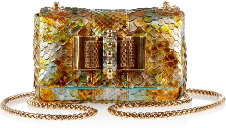 Christian Louboutin Sweety Charity Metallic Python Mini Shoulder Bag in Multicolor (orange) - Lyst