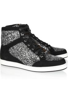 Jimmy Choo Tokyo Glitterfinished Suede Sneakers - Lyst
