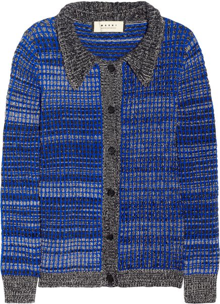 Marni Wool and Cashmereblend Cardigan in Blue - Lyst