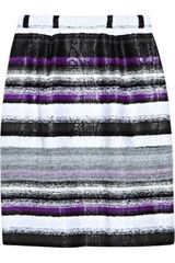Oscar de la Renta Striped Tweed Skirt