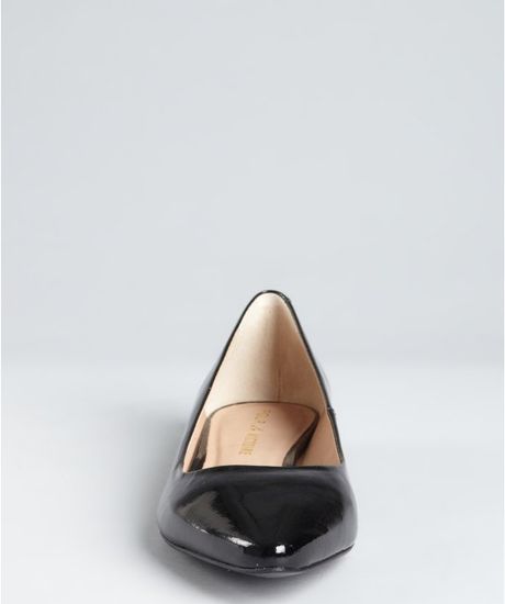 black leather pointed flats