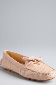 Prada Powder Pink Croc Embossed Leather Loafers - Lyst