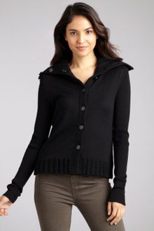 Proenza Schouler Black Silk Blend Panel Front Cardigan Sweater - Lyst