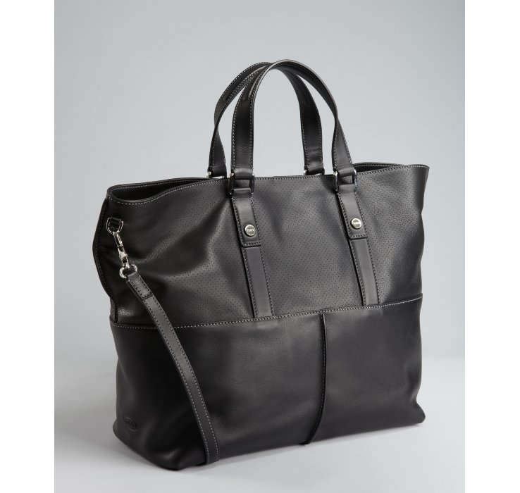 Tod's Black Leather Convertible Tote Bag in Black Lyst