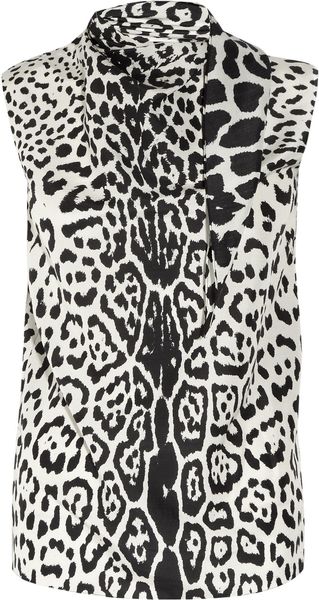 Yves Saint Laurent Leopard Print Silk Crepe De Chine Top in Animal (leopard) - Lyst