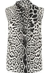 Yves Saint Laurent Leopard Print Silk Crepe De Chine Top