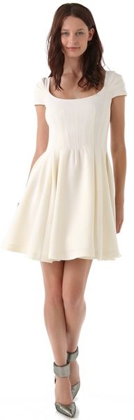 Zac Posen Wool Crepe Dress in White (ivory) - Lyst