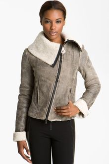 Alice + Olivia Asymmetrical Front Shearling Jacket - Lyst