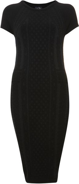 Black Cable Knit Brocade Dress - Lyst