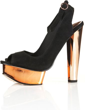 Letitia Letitia Metallic Peep Sandals - Lyst