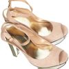 Letitia Letitia Metallic Peep Sandals in Beige (nude) - Lyst
