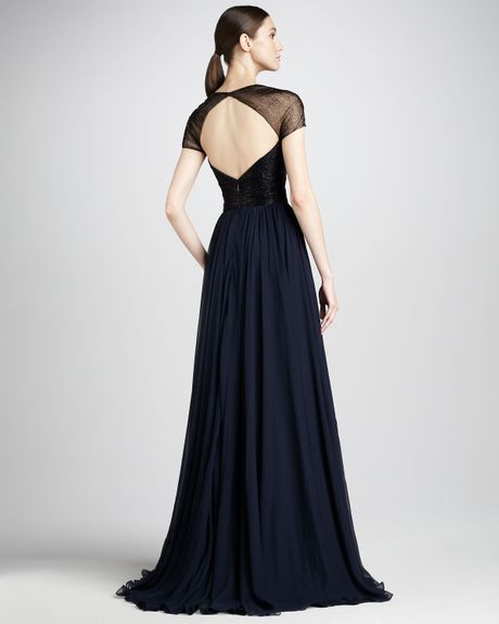 monique lhuillier blue gown