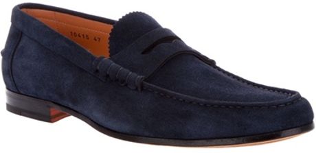 Santoni Penny Loafer in Blue for Men (brown) - Lyst