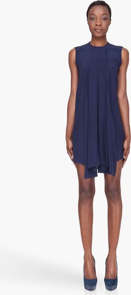 3.1 Phillip Lim Navy Sleeveless Silk Dress in Blue (navy) - Lyst