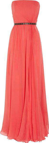 Gucci Belted Silk Chiffon Strapless Gown - Lyst
