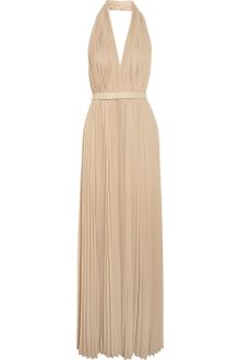 Halston Heritage Pleated Chiffon Halter Neck Gown - Lyst