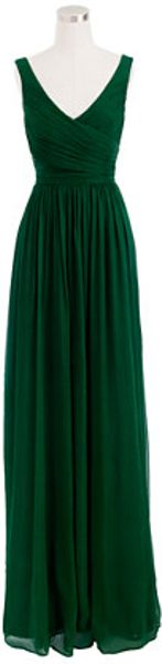 J.crew Heidi Gown in Silk Chiffon in Green (monterey pine) - Lyst