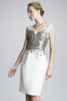 Lela Rose Pailletteembroidered Organza Dress - Lyst