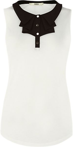 Oasis Oasis Pleat Bow Detail Top Whiteblack in White - Lyst