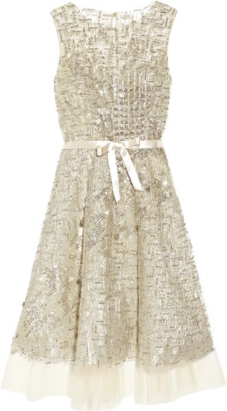 Oscar de la Renta Embellished Tulle Dress - Lyst