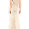 Rachel Gilbert Olivia Sequinembellished Tulle Gown in Beige (rose) - Lyst
