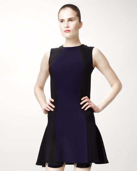 Stella Mccartney Bicolor Contoured Dress in Blue (black) - Lyst