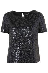 Topshop Short Sleeve Sequin Tee
