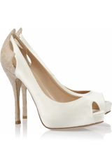 Valentino Satin and Crystalembroidered Lace Pumps