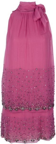 Alberta Ferretti Beaded Shift Dress - Lyst