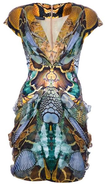Alexander Mcqueen Archive Snakeskin Print Dress - Lyst
