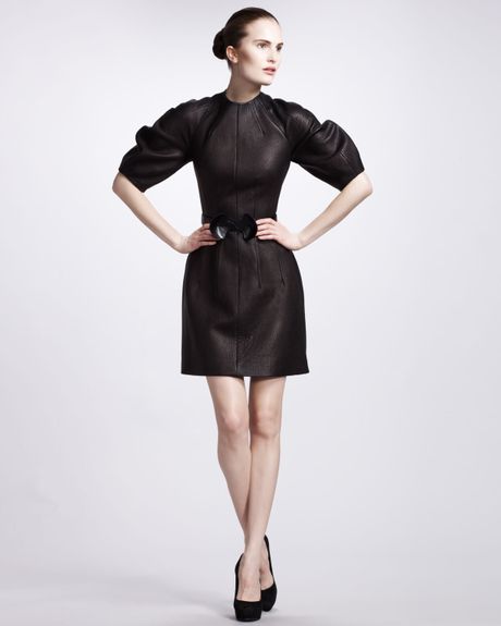 Alexander Mcqueen Glove Leather Dress in Black - Lyst