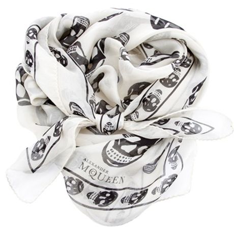 Alexander Mcqueen Printed Scarf in White - Lyst