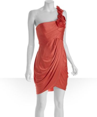 BCBGMAXAZRIA Coral Stretch Addison Draped One Shoulder Dress - Lyst