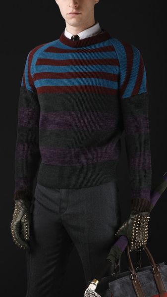 Burberry Prorsum Wool Striped Sweater - Lyst