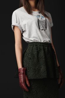 Burberry Prorsum Owl Detail Cotton Tshirt - Lyst