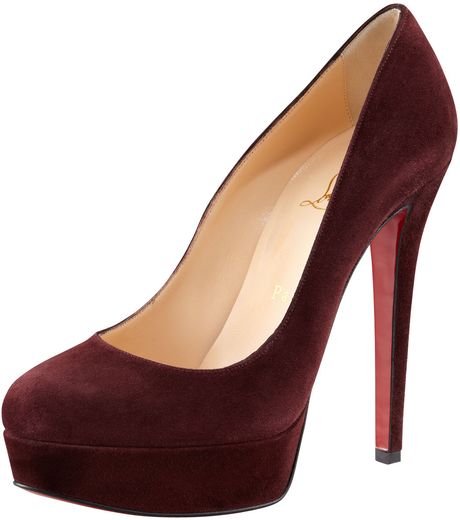 Christian Louboutin Bianca Suede Platform Pump in Red (plum) - Lyst
