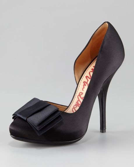 Lanvin Satin Bow Dorsay in Black - Lyst