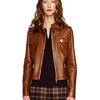 Michael Kors Leather Motorcycle Jacket in Brown - Lyst