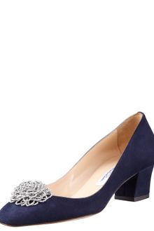 Oscar de la Renta Beaded Flower Lowheel Pump - Lyst