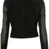 Topshop Suede Perforated Biker Jacket in Black - Lyst