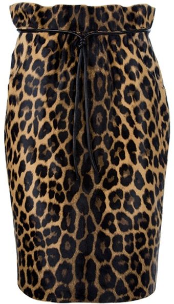 Valentino Leopard Print Pencil Skirt - Lyst