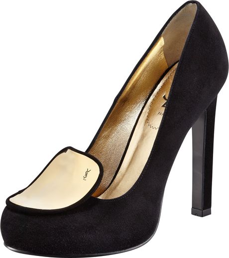 Yves Saint Laurent Metalplate Loafer Pump in Blue - Lyst