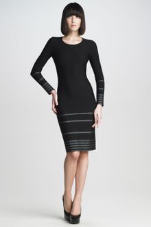 Yves Saint Laurent Metallic Stripe Knit Dress - Lyst