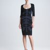 Zac Posen Floral Threequartersleeve Dress in Blue (floral) - Lyst