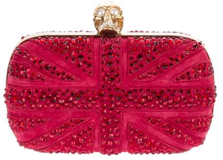 Alexander Mcqueen Crystal Studded Clutch in Red - Lyst