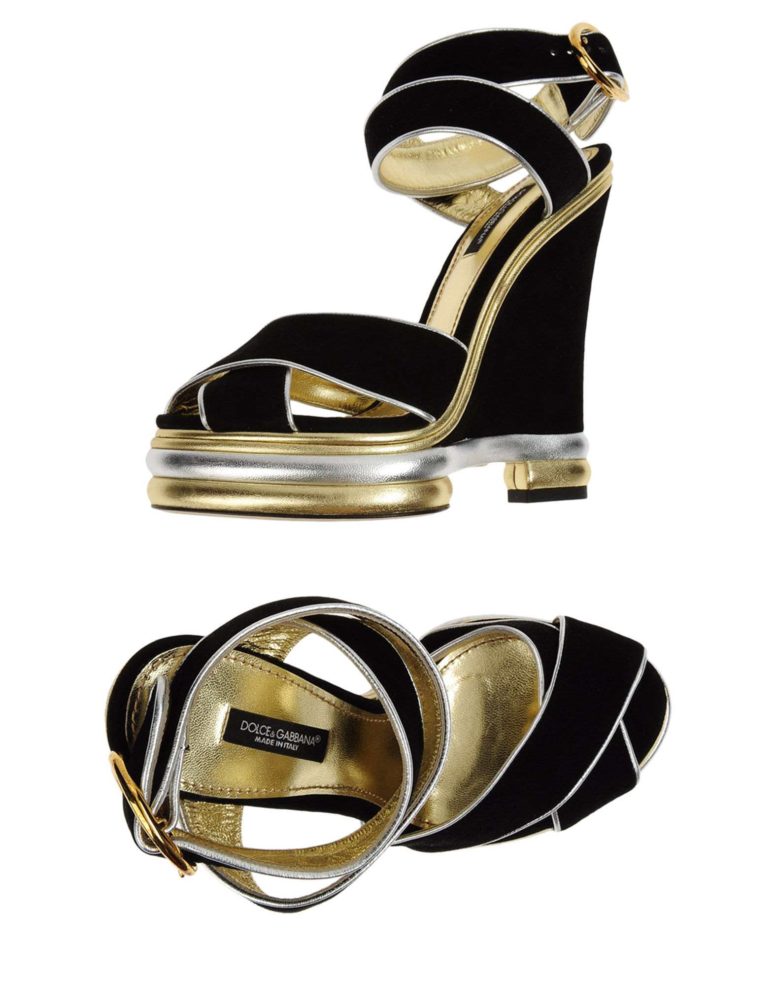 Dolce & Gabbana Wedge Sandals in Gold (black) | Lyst