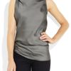 Donna Karan New York Cowlneck Mattesatin and Jersey Top in Silver - Lyst