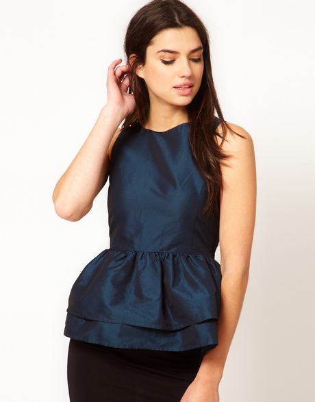 Asos Collection Asos Top with Tutu Peplum in Blue (teal) - Lyst