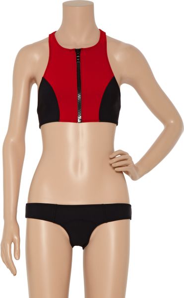 Lisa Marie Fernandez Kristi Neoprene Racerback Bikini In Black Red Lyst